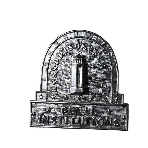 New Alcatraz Correctional Officer Silver Tone Hat Pin Brooch Costume Dress Up - Picture 1 of 3